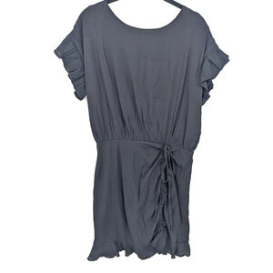 Stelen Dress Womens Medium Black E2372D Short Sleeve Ruffle Hem Tie Waist Cotton